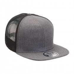 Caps  - Heathered Flat Peak Trucker Cap