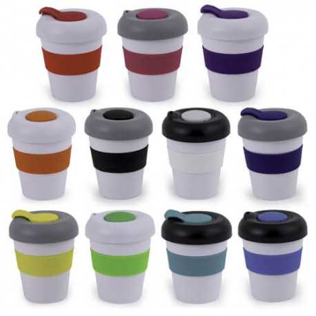 Reusable Coffee Cups - Plastic & Ceramic  - 320ml Profile Karma Kup - Mix & Match Cup, Band and Lids