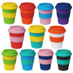 Reusable Coffee Cups - Plastic &amp; Ceramic - 320ml Karma Kup WITH Aura SCREW Lid