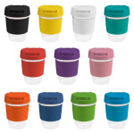Reusable Coffee Cups - Plastic &amp; Ceramic - 340ml Clear Plastic Karma Kup with Plastic Flip Lid