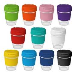 Reusable Coffee Cups - Glass  - 235ml Glass Karma Kup with Plastic Flip Lid