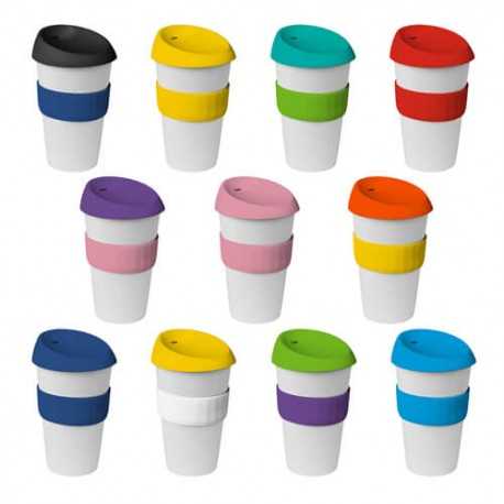 Reusable Coffee Cups - Plastic & Ceramic  - 535ml Plastic Karma Kup Silicon lid