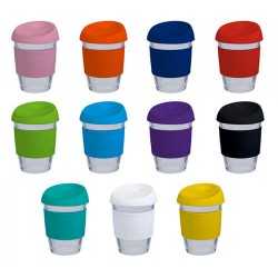 Reusable Coffee Cups - Glass  - 340ml Glass Karma Kup Silicon Lid
