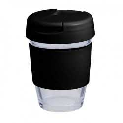 Reusable Coffee Cups - Glass  - 340ml Glass Karma Kup Plastic Flip Lid