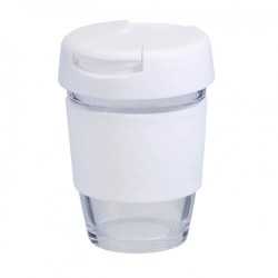 Reusable Coffee Cups - Glass  - 340ml Glass Karma Kup Plastic Flip Lid