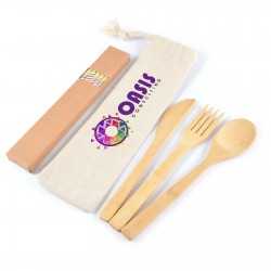 Homeware Products  - Miso Bamboo Cutlery Set & Straws in Calico Pouch