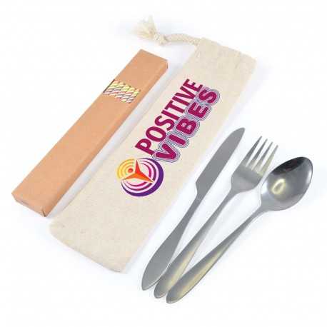 Homeware Products  - Banquet Cutlery Set & Straws In Calico Pouch