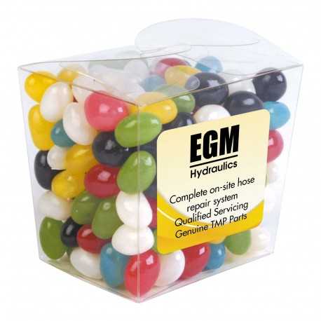 Promotional Jelly Beans  - Assorted Colour Mini Jelly Beans in Clear Mini Noodle Box