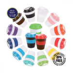 Reusable Coffee Cups - Plastic &amp; Ceramic - 320ml Karma Kup WITH Aura SCREW Lid