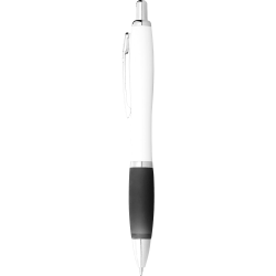 Plastic Promotional Pens  - Nash Ballpoint Pen with White Barrel and Coloured Grip