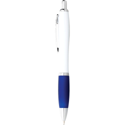 Plastic Promotional Pens  - Nash Ballpoint Pen with White Barrel and Coloured Grip