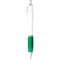 Plastic Promotional Pens  - Nash Ballpoint Pen with White Barrel and Coloured Grip